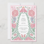 Invitation de Baby Shower Jardin Vert Rose (Devant)