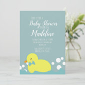 Invitation de Baby Shower Jaune Chaud Canards Mode (Debout devant)