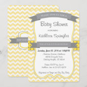 Invitation de Baby shower jaune et gris (Devant / Derrière)
