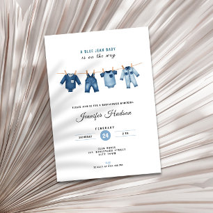 Invitation de Baby Shower Jean Bleu - Thème Denim