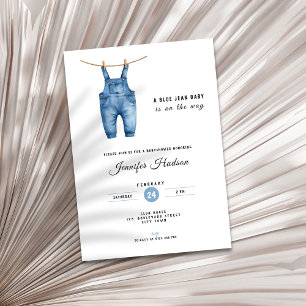 Invitation de Baby Shower Jean Bleu - Thème Denim