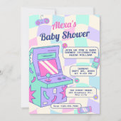 Invitation de baby shower jeu rétro (Devant)
