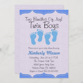 Invitation De Baby shower Joy Twin Boys (Devant / Derrière)