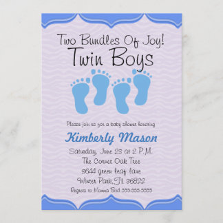 Invitation De Baby shower Joy Twin Boys