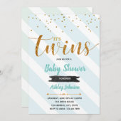 Invitation de baby shower jumeau à thème Mint (Devant / Derrière)