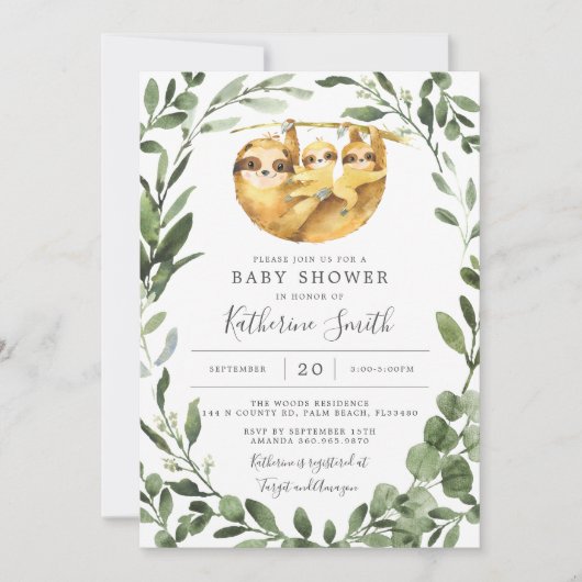 Invitation de Baby shower jumeaux (Devant)