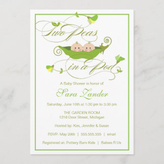 Invitation de Baby shower jumeaux - Deux petits po