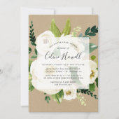 Invitation de Baby shower Kraft Floral Alabaster (Devant)