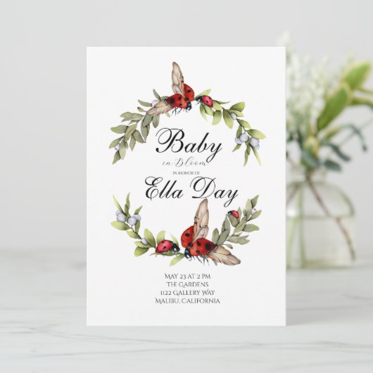 Invitation de Baby shower Lady Bug (Debout devant)