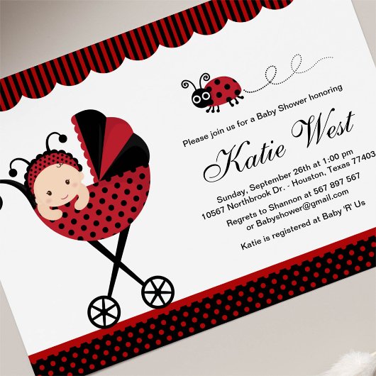 Invitation de Baby shower Lady Bug
