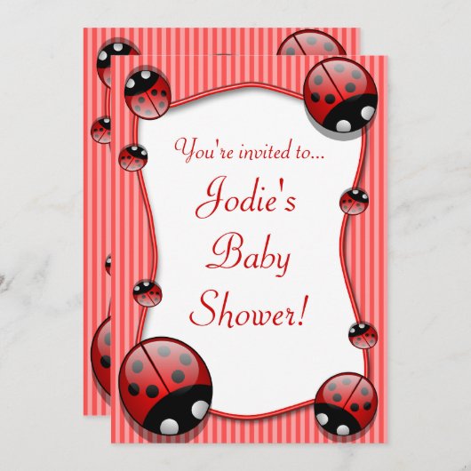 Invitation de Baby shower Ladybug (Devant / Derrière)