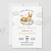Invitation de Baby Shower Lapin Endormi (Devant)
