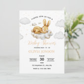 Invitation de Baby Shower Lapin Endormi (Debout devant)