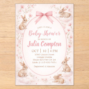Invitation de Baby Shower Lapin Floral Douce