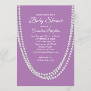 Invitation de Baby shower Lavande et perles
