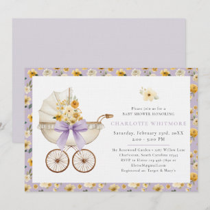 Invitation de baby shower Lavande Florale Carrosse