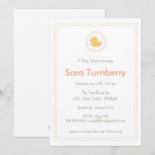 Invitation de baby shower - le caoutchouc mignon (Devant / Derrière)
