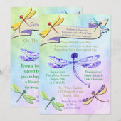 Invitation de Baby Shower Libellule aux Tons Paste (Devant / Derrière)