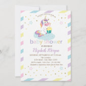 Invitation de baby shower licorne rayée avec des é (Devant)