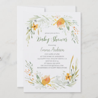Invitation de Baby shower Lily Aquarelle