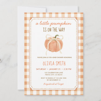 Invitation de Baby Shower Little Pumpkin Orange