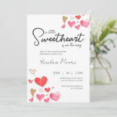 Invitation de Baby shower Little Sweetheart (Debout devant)