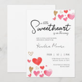 Invitation de Baby shower Little Sweetheart (Devant / Derrière)