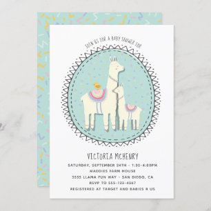 Invitation de Baby shower Llama tirée à la main