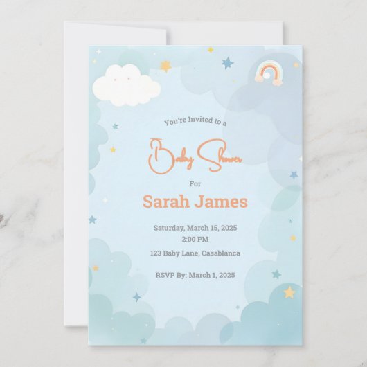 Invitation de Baby shower lunaire (Devant)
