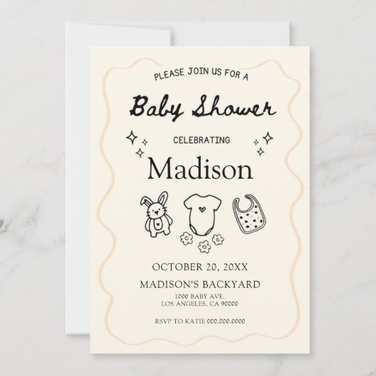 Invitation de Baby shower lunaire - Icône tirée à  (Devant)