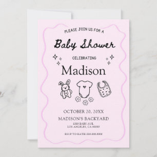 Invitation de Baby shower lunaire - Icône tirée à 