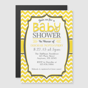 Invitation de Baby shower magnétique jaune blanc C