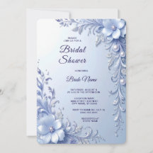 Invitation de Baby Shower Mariage Fleurs Ornementa