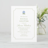 Invitation de Baby Shower Mariage Hydrangea Bleu C (Debout devant)