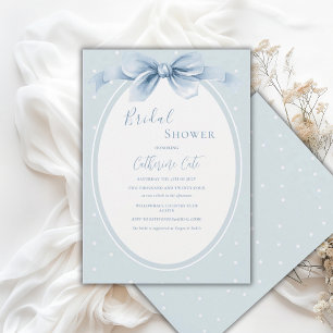 Invitation de Baby Shower Mariage Ruban à pois Ble