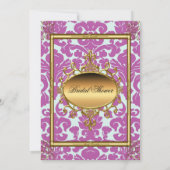 Invitation de Baby Shower Mariée en Damassé Rose (Dos)