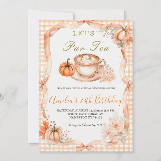 Invitation de Baby Shower Mariée Let's Par-Tea | P (Devant)