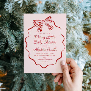 Invitation de Baby Shower Merry Little avec un Nœu