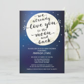 Invitation de Baby shower mignon Love Moon & Back (Debout devant)