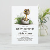 Invitation de baby shower mignonne avec dinosaure (Debout devant)