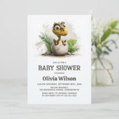 Invitation de baby shower mignonne avec dinosaure (Debout devant)