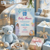 Invitation de baby shower mignonne bleue