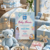 Invitation de baby shower mignonne bleue