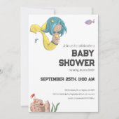 Invitation de Baby shower mignonne de sirène (Devant)