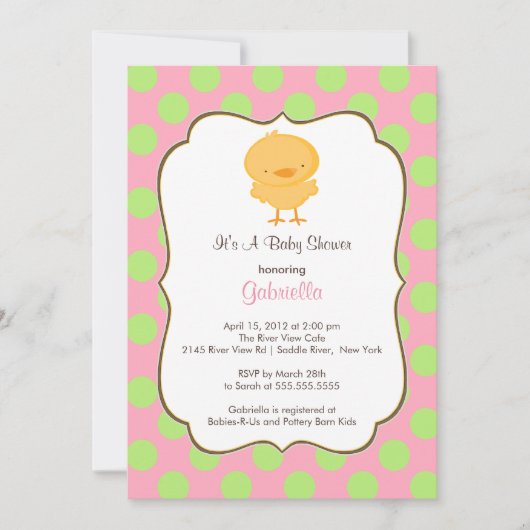 Invitation de Baby shower mignonne fille rose (Devant)