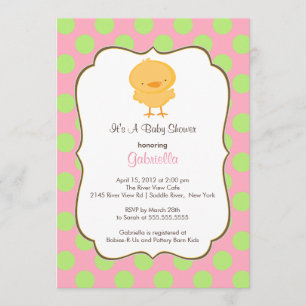 Invitation de Baby shower mignonne fille rose