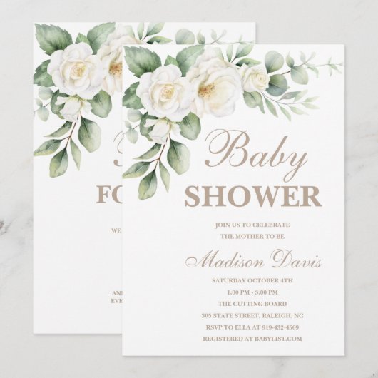 Invitation de Baby shower minimale (Devant / Derrière)