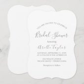 Invitation de Baby Shower Minimaliste Feuille | Bl (Devant / Derrière)