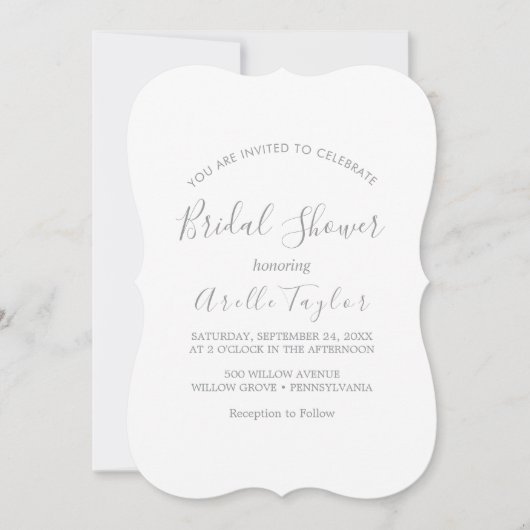 Invitation de Baby Shower Minimaliste Feuille | Bl (Devant)