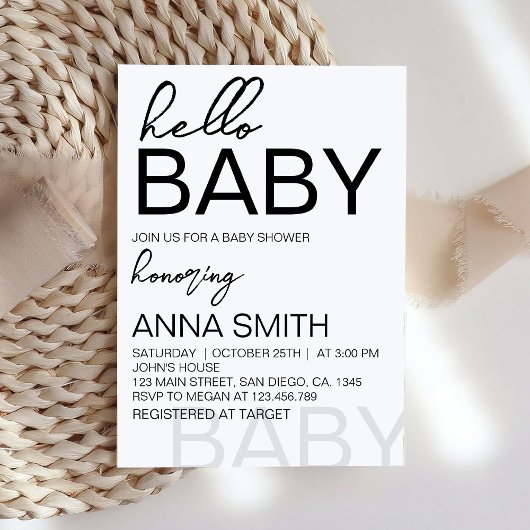 Invitation de Baby shower minimaliste moderne